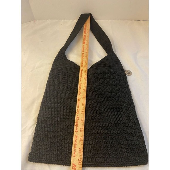 The SAK black crochet shoulder bag  snap 11.5x15" - Picture 5 of 7